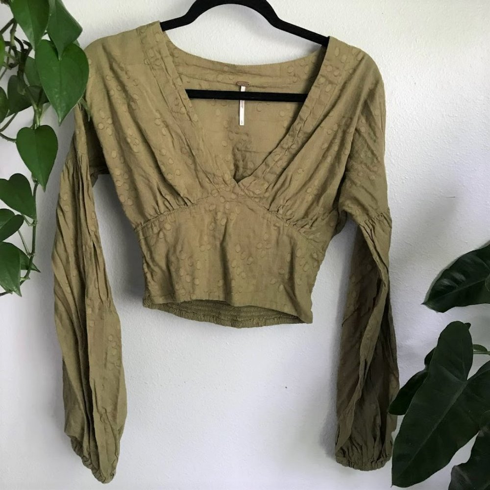Free People Balloon Sleeve Crop Top